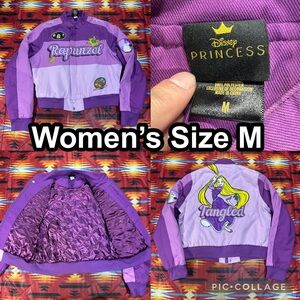 Disney Tangled Rapunzel Cropped Moto Jacket Women’s Size Medium Purple Full Zip